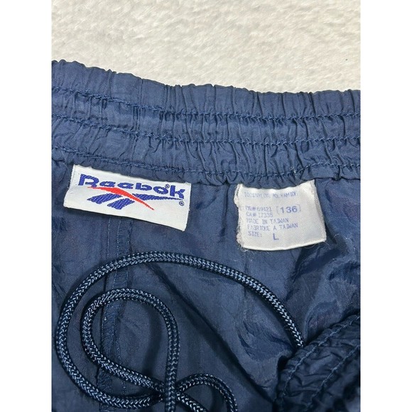Vintage Reebok Men's Large Windbreaker Track Pants Lined Ankle Zip Navy Blue - Picture 3 of 8